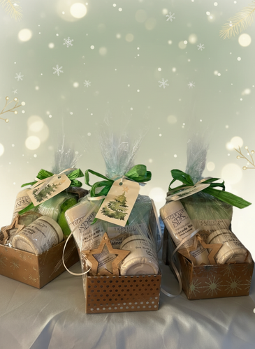 Foot Care Gift Basket with Festive Background